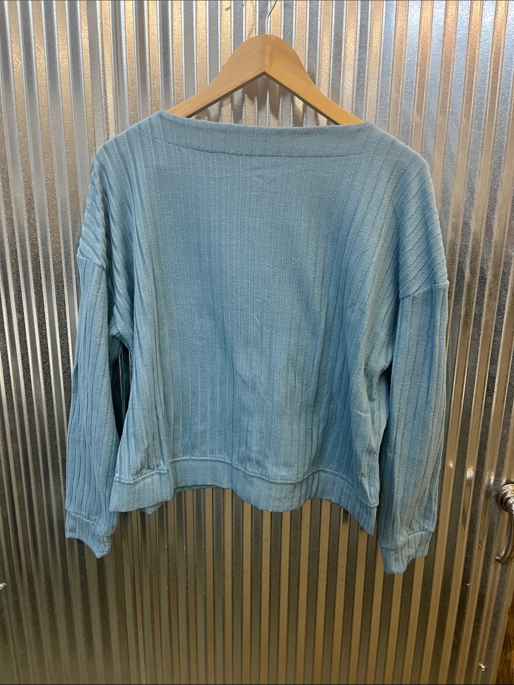 SO Powder Blue Ribbed Button-Front V-Neck Cardigan - Picture 3 of 3